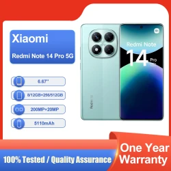 Xiaomi Redmi Note 14 Pro 5G smartphone 200MP Camera Global rom Mediatek Dimensity Fingerprint 5110mAh used phone