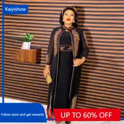 Customized  Customized Plus Size African Party Dresses for Women Chiffon Boubou Ankara Dashiki 2 PCS Set Outfit Dubai Kaftan Aba