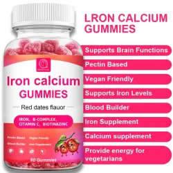 BBEEAAUU Red Dates Iron Calcium Gummies with Vitamins A,B,C Complex Support Energy ,Immune Health for Children and Adults