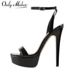 Onlymaker Women Peep Toe Platform Thin High Heel Sandals Sexy Leopard Buckle Strap Pumps Mixed Colors Party Dress Shoes