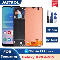 100% Tested LCD For Samsung Galaxy A20 A205 A205F/DS Display Touch Screen Digitizer Assembly screen replacement With Frame