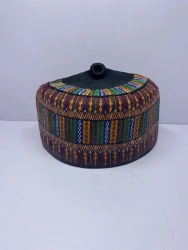 Rawaram Black – Hausa/Fulani Cap, Kufi, Handwoven Cap, Zawa