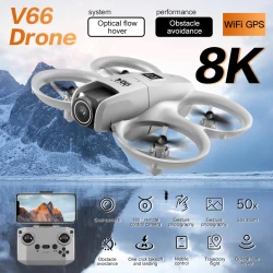 V66 Mini Drone For Xiaomi 8K  HD Camera WiFi Foldable Micro Aircraft Fixed Height Freestyle Quadcopter RC Helicopter Kids Toys