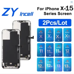 2PCS ZY Incell For iPhone X XR XS Max 11 12 Pro Max LCD Display For iPhone 13 14 15 Touch Digitizer Assembly Replacement Screen