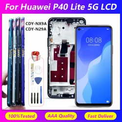 For Huawei P40 Lite 5G screen assembly with frame CDY-NX9A CDY-N29A screen display, LCD screen, inner and outer screens