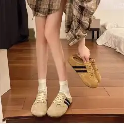 Women's shoes spring new casual lightweight sneakers women's lace-up flat tennis shoes retro polished leather training shoes