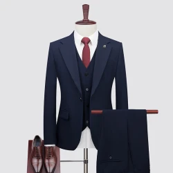 2024 New Big Size Men's Summer Thin (suit + Vest+ Trousers) One Button Fashion Handsome Business Suit Suit Dress Three-piece Set