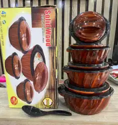 Solid Wood Insulated Hot Pot Set - 4 Pcs