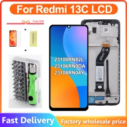 6.74" For Xiaomi Redmi 13C LCD Display Touch Screen with Frame Digitizer Assembly Parts for Redmi 13C 23100RN82L Display