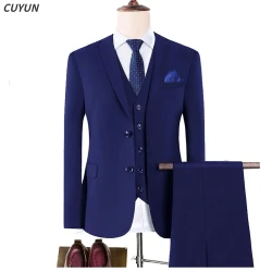 Men Suits Wedding 3 Pieces 2 Full Set High Quality Elegant Luxury Fashion Jackets Vest Pants Blazers 2024 Formal Adult Costumes