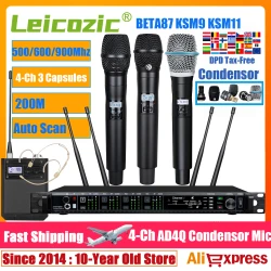Leicozic AD4Q 4 Channel Wireless Microphone Professional Stage Microfone Condsensor KSM11 KSM9 BETA87A Capsule 500/600/900Mhz