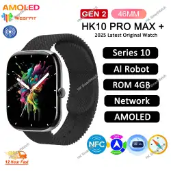 2025 HK10 Pro Max Plus GEN2 SmartWatch Original Series 10 AI ROBOT AMOLED NFC Compass GPS 4GB Local Album Music Network Watch