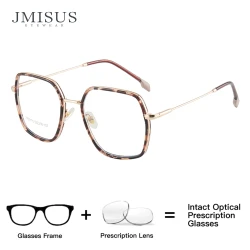 JMISUS Women Metal Prescription Glasses Square Progressive Optical Eyeglasses Anti-Blue Light Myopia/Hyperopia Eyewear