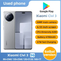 Xiaomi Civi 3 5g SmartPhone CPU Dimensity8200-Ultra 6.55" OLED 120hz Screen 50MP Camera 4500mAh 67W Charge Original Used Phone