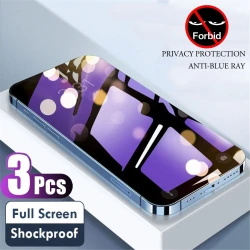 3-1 Pcs Anti Blue Light Privacy Tempered Glass for iPhone 16 15 Pro Max 14 Plus 13 12 Mini 11 Eye Protection Screen Protector
