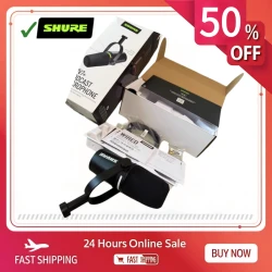 Shure MV7+ dynamic podcast microphone features voice isolation technology and studio-quality streaming and podcast LED panels