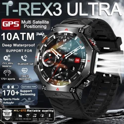 2025 NEW T-Rex 3  Outdoor Military Smart Watch 10ATM Waterproof Bulit-in GPS Compass Altimeter Barometric HD Call Smartwatch Men
