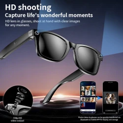 LIGE New 100W Camera Glasses Bluetooth Smart Glasses with Camera Voice Call Music Smart Sunglasses Video Sound Record AI Glasses