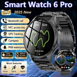 2025 New Men GPS Smart Watch 360 * 360 AMOLED Screen Bluetooth Call NFC Heart Rate Monitoring IP68 Waterproof SmartWatch for Men