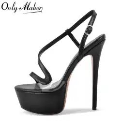 Onlymaker Women Open Toe Platform Sandals Thin High Heel  Party Evening Dress Stiletto Heels Sandals