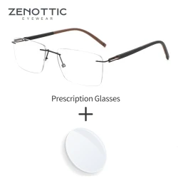 ZENOTTIC High-quality Rimless Rectangle Prescription Glasses Anti Blue Light/Photochromic Optical Eyeglasses For Men