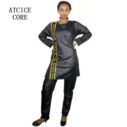 African Dress for Women Plus Size Embroidery Wedding Guest Long Maxi Dress with Pants