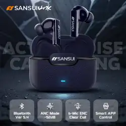 Sansui ANC Bluetooth 5.4 Earphones -52dB Active Noise Canceling Headphones In-Ear Detection TWS Wireless Earbuds Hands Free