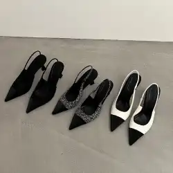 New style pointed-toe fashionable high-heeled shoes for women with thin heels open-back, shallow-cut and suitable foroutdoorwear
