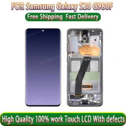 With Frame S20 Super AMOLED 6.2" For Samsung Galaxy S20 G980 G980U G980F LCD Screen Display Touch Screen Assembly With Defect