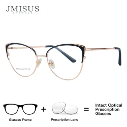 JMISUS Fashion Cateye Prescription Glasses Myopia Eyewear Metal Optical Eyeglasses for Women Anti Blue Light/Photochromic
