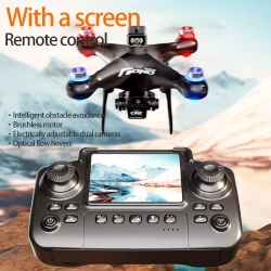 E55 Mini Drone 4K Professional HD Camera with Large Screen 2.4G WIFI FPV Dron Brushless Optical Flow Hover Folding Quadcopter