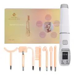 Darsonval New High Frequency Facial Machine Skin Therapy With 7 Neon & Argon Wands Remove Wrinkles Acne Facial Therapy Wand US e