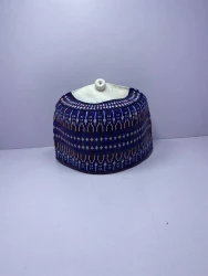 Blue – Hausa/Fulani Cap, Kufi, Handwoven Cap, Zawa