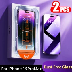 2PCS Dust Free Glass For iPhone 15 Pro Max Easy to install Screen Protector  For iPhone 15Promax Advanced Tempered Glass