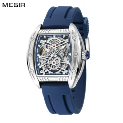 MEGIR Sport Mechanical Movement Wristwatch for Men Luxury Silicone Strap Automatic Watch Waterproof Luminous Big Dial Clock