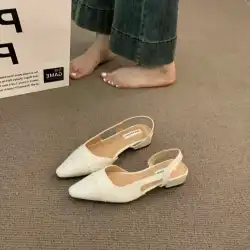 Brand luxury designer fashion PU leather design ladies summer new style pointed toe low heel women sandals non-slip flat shoes