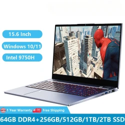 2023 Gaming Laptops Computer Office Business Notebooks Win11 15.6" Intel Core I7-9750H Dual DDR4 64GB+2TB SSD RJ45 Type-C Camera