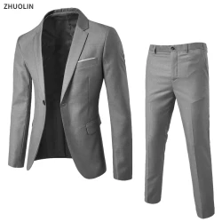 Men Suits For Business Wedding Elegant Blazers 2 Pieces 3 Sets Luxury Full Vest Pants Coats 2023 Formal Jackets