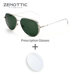 ZENOTTIC XL Size Fashion Aviator Prescription Sunglasses for Men Metal UV400 Polarized Progressive Optical Sun Glasses