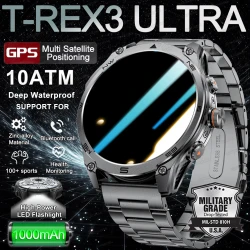 2025 New GPS SmartWatch 1000Mah Battery Compass 10ATM Waterproof Tactics Sport Flashlight BT call Smart Watch For Men For xioami