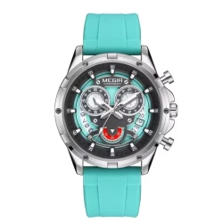 MEGIR 2248 Men's Fashion Sports Military Watch Waterproof Unique Dial Quartz Watch Chronograph 24-hour Automatic Date reloj