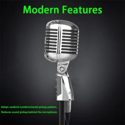 Vintage Metal Microphone for 55SH Classic Dynamic Vocal Mic Universal Stand for Live Performance Karaoke