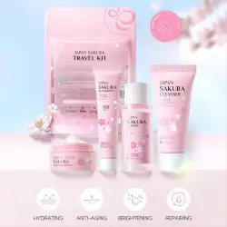 4Pcs/Set Sakura Skin Care With Cleanser Toner Eye Cream Facial Cream Sunscreen Beauty Products For Women Travel Skin Care Kit