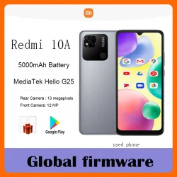 Global firmware Xiaomi Redmi 10A Smartphone 6.53' HD Display Helio G25 Octa Core 13MP 5000mAh Used phone
