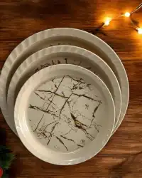 Marble-Effect Ceramic Dinner Plates Set