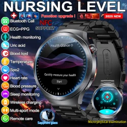 2025 New Health detection ECG+PPG Uric Acid Blood Oxygen Body Analysis Smart Watch Clock Bluetooth BT Call Smart Watch Men