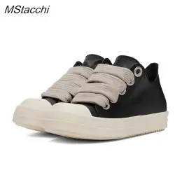 Men's Women Platform Sneakers Black Leather Zipper Lace Up Casual Shoes Thick Bottom Sneakers Large Size Chaussure Femme 2025