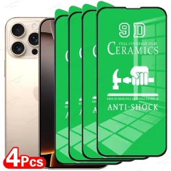 4PCS Clear Ceramic Film For iPhone 16 15 14 11 13 12 Pro Max 16e 15 14 16 Plus 13 12 Mini XS Max XR X 8 7 SE Screen Protector