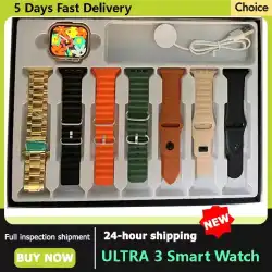 7 in 1 Strap Smart Watch X10ultra 3 Bluetooth Phone Call Smartwatch Waterproof DIY Watch Faces for men women Gold Watch 2025 new