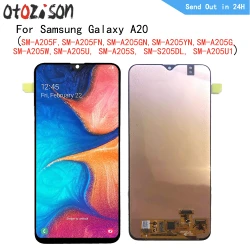 6.4" AMOLED Screen For Samsung Galaxy A20 SM-A205F, SM-205U LCD Display Screen Touch Panel Digitizer With Frame Assembly